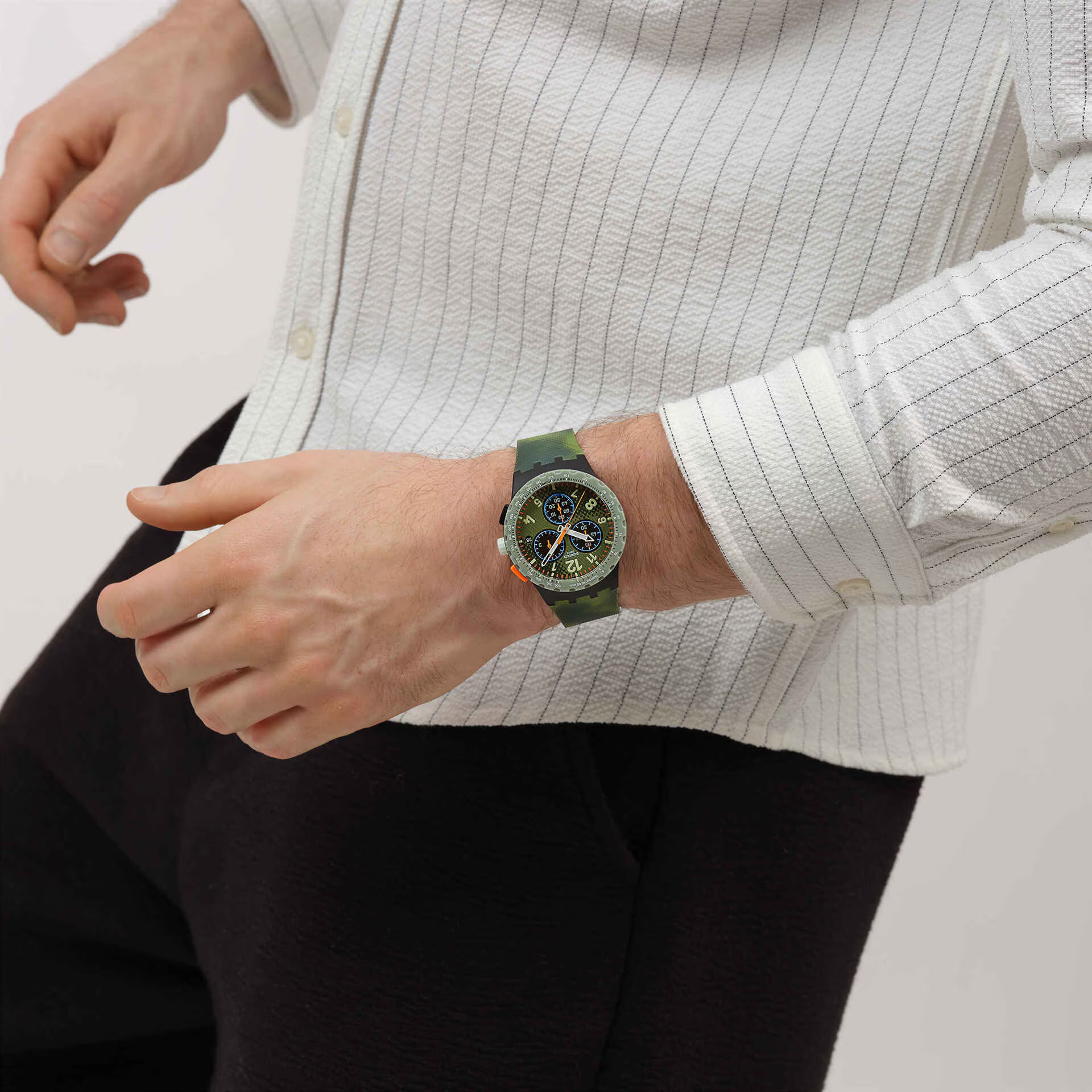 Swatch Midday Camo Chronograph Quartz Green Dial Watch Men’s  - SUSB423