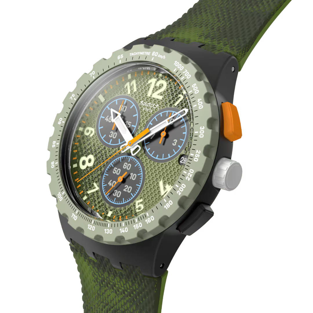 Swatch Midday Camo Chronograph Quartz Green Dial Watch Men’s  - SUSB423