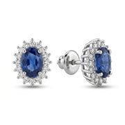 925 Silver Fully Studded Royal Blue Earrings