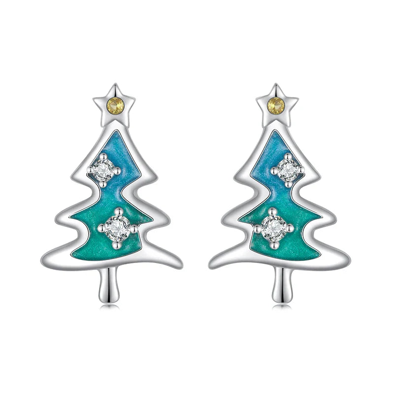 “Colorful Crystal Tree” 925 Silver Earrings