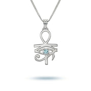 Pharaoh's Eye of Horus Silver Necklace with Sky Blue Stone 925 Silver