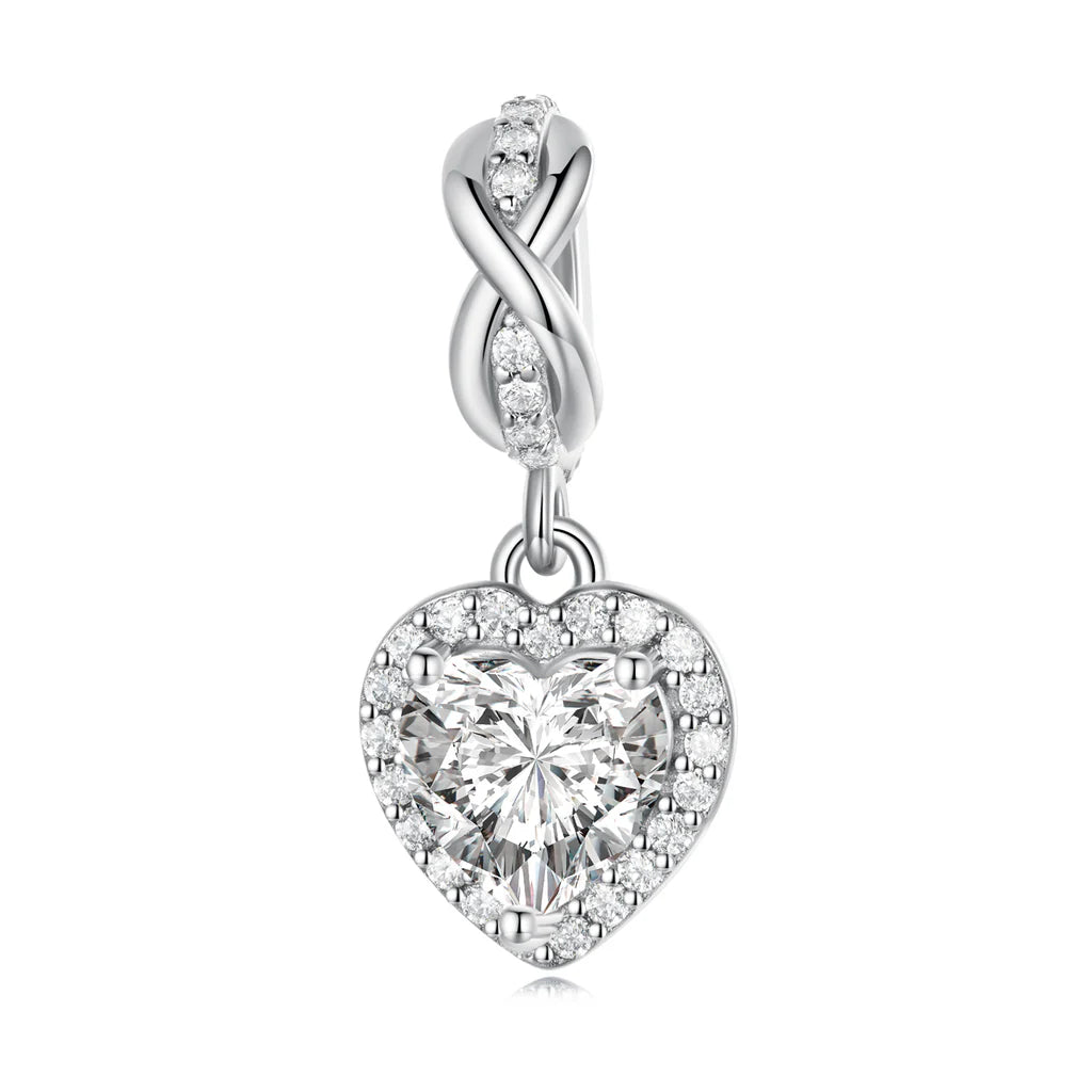 925 Sterling Silver Infinity Heart Pendant adorned with Zircon