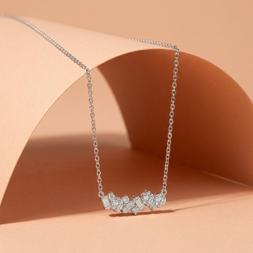 925 Silver Necklace Adorned with Sparkling Stones