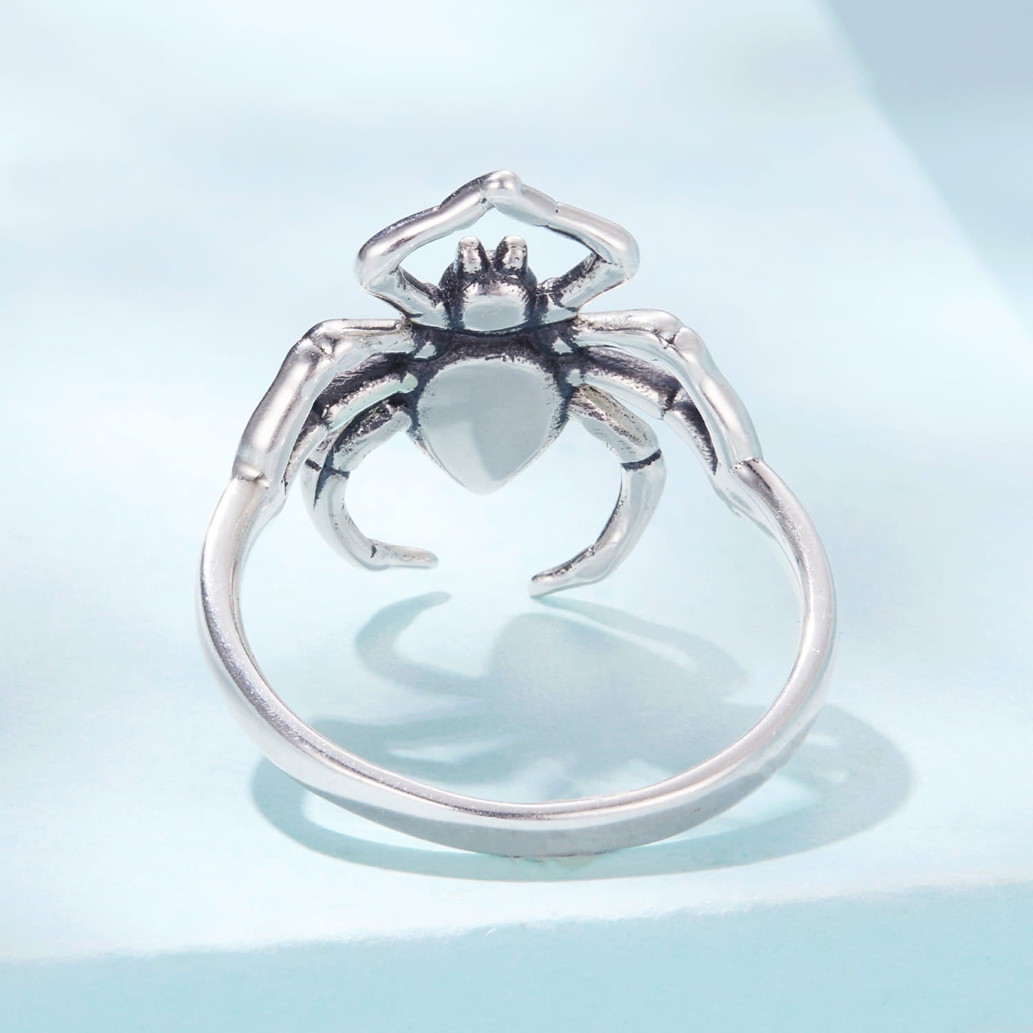 925 Silver Spider Ring with Purple Heart Stone