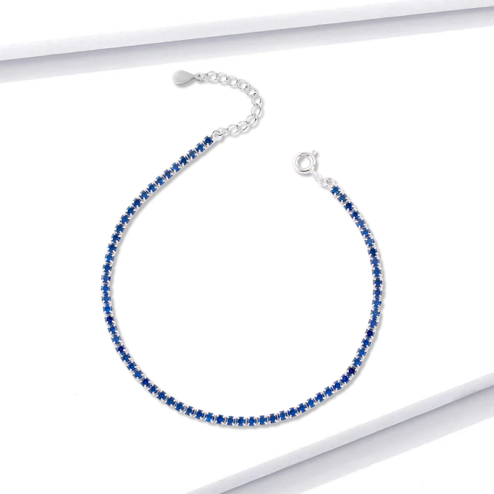 925 sterling silver bracelet adorned with blue zircon stones