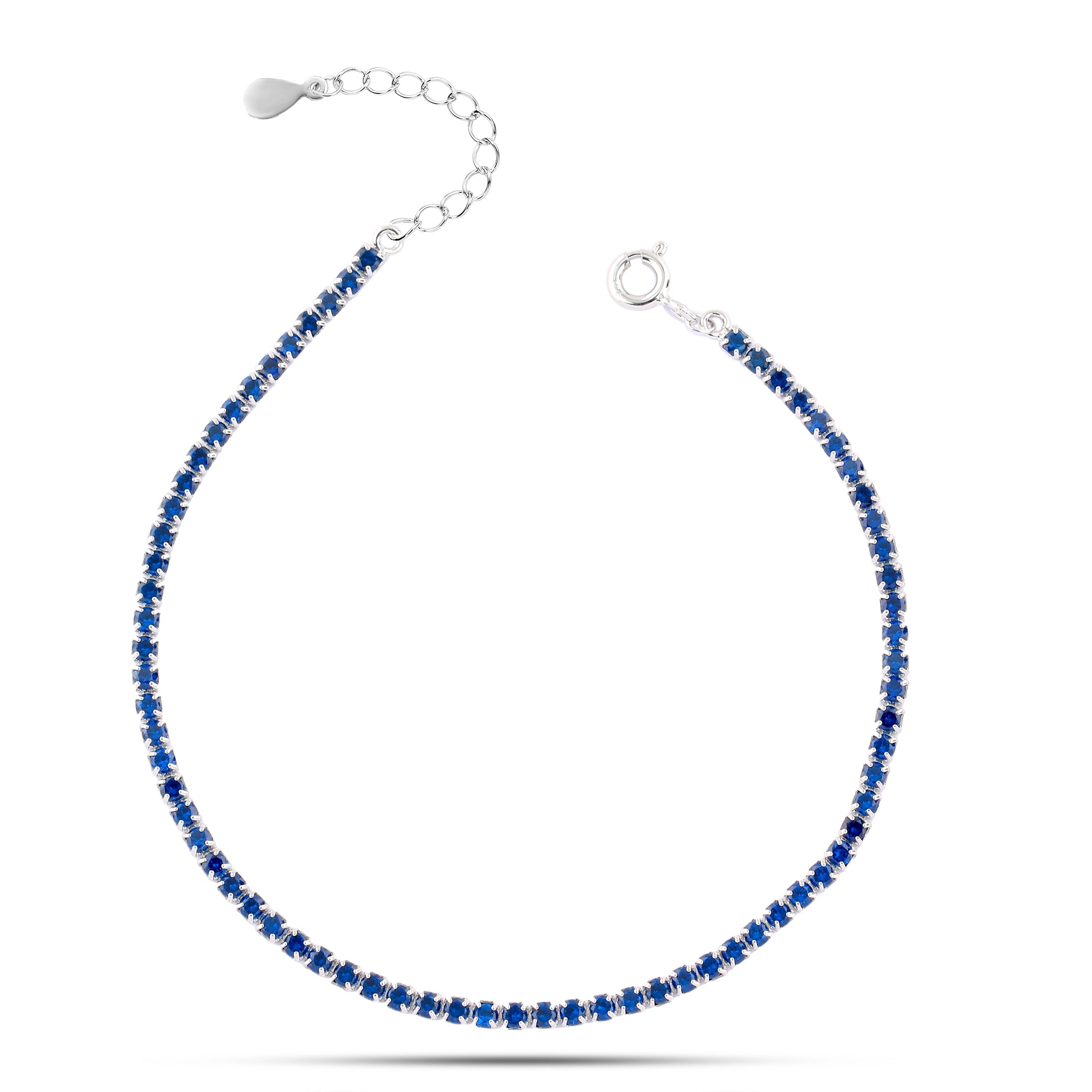 925 sterling silver bracelet adorned with blue zircon stones