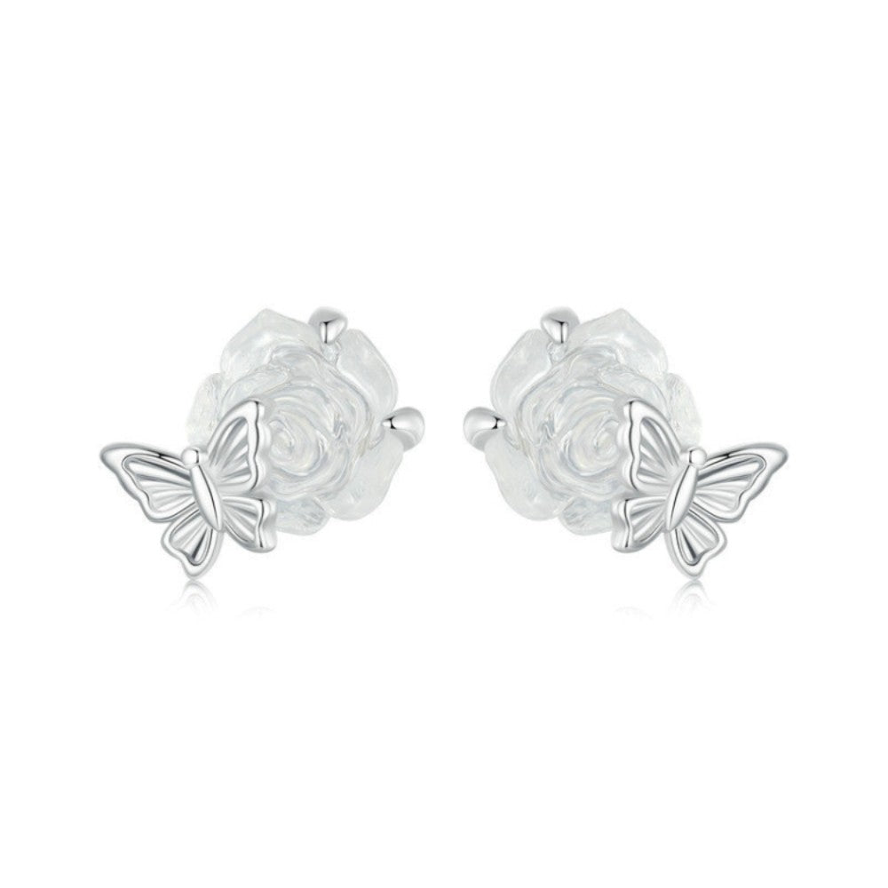 Butterfly Rose 925 Silver Earring
