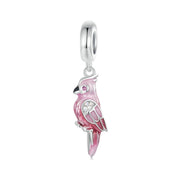 Pink Parrot Pendant Charms - 925 sterling silver