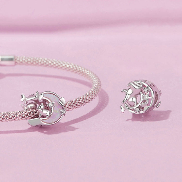 Butterfly and Cat Crescent 925 Silver Charm