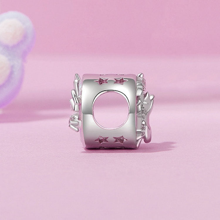 Butterfly and Cat Crescent 925 Silver Charm
