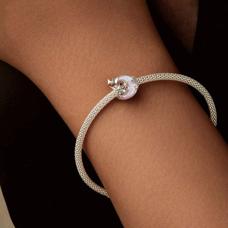 Butterfly and Cat Crescent 925 Silver Charm