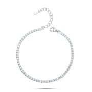 Tennis Bracelet with Shiny Zircon Stones, 925 Sterling Silver 