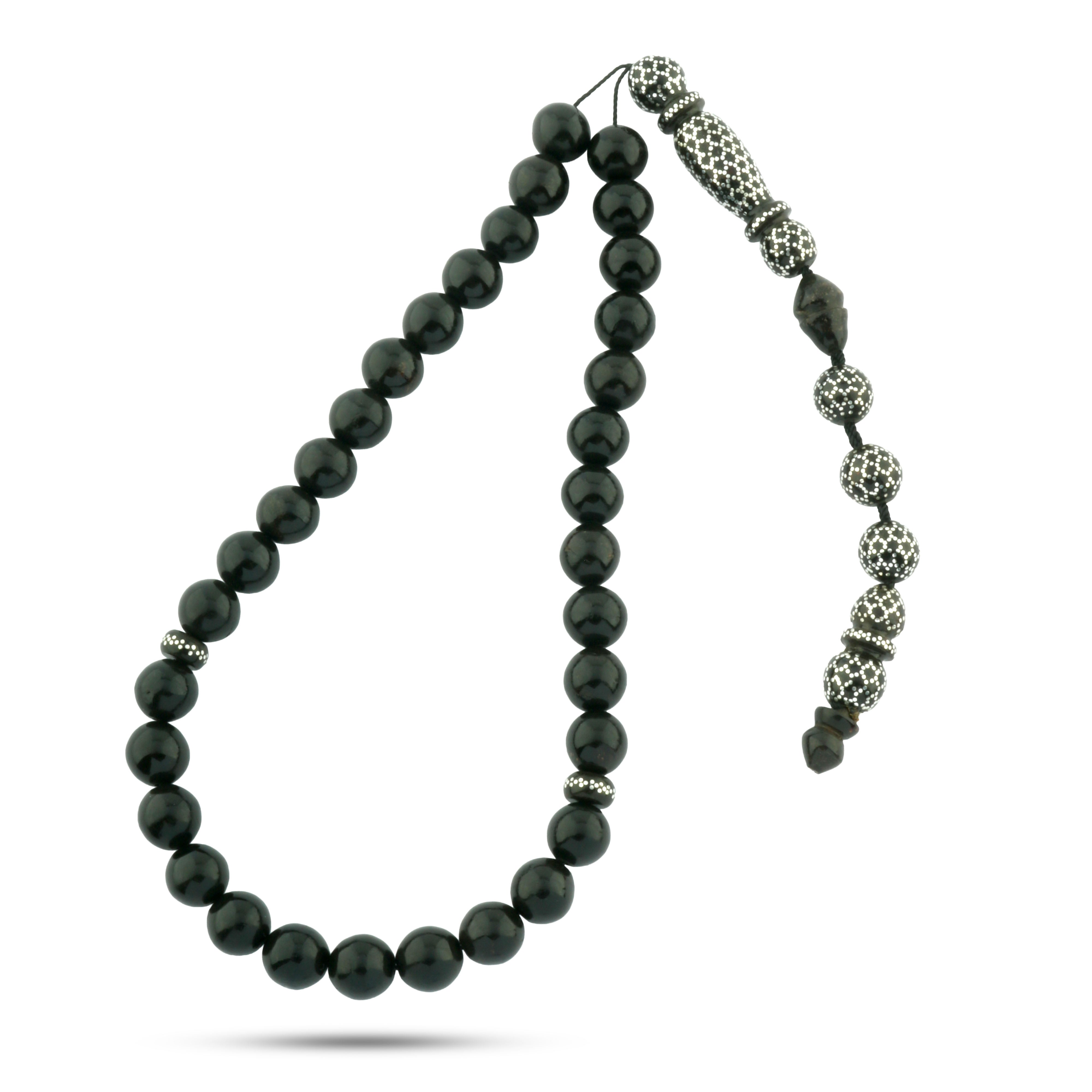 سبحة يسر البحر الأحمر الطبيعي مطعّمة فضة عيار 999