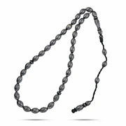 TROS01 - سبحه من اليسر الطبيعي مطعمة بالفضة , 33حبة