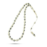 Lux Natural Ivory (Elephant Tusk) Prayer Beads with Lapis & Amber Accents Inlaid with 999 Silver – TROS05-57I