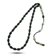 Red Sea Coral Prayer Beads with Amber and Turquoise, Accented with 999 Silver
