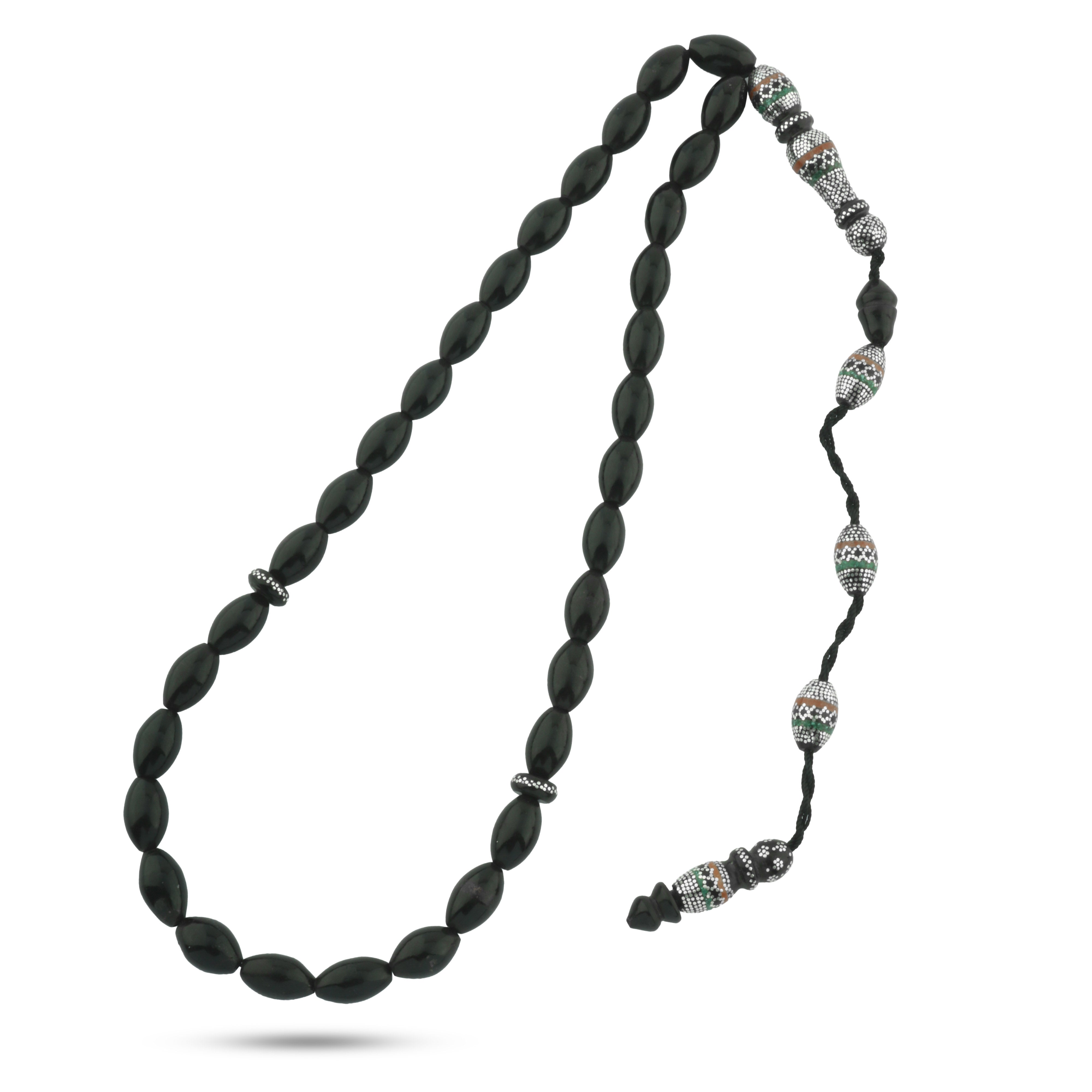 سبحة يسر البحر الأحمر بأحجار كريمة – مطعمه فضه عيار 999