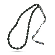 Red Sea Coral Prayer Beads with Amber, Malachite, and Onyx, Accented with 999 Silver