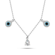 Shiny Zircon Teardrop Necklace, 925 Sterling Silver