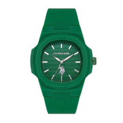 U.S. Polo Assn. Men's Analog Watch – Green Dial & Green Silicone Strap