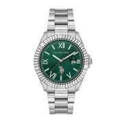 U.S. Polo Assn Men's Analog Watch – Green Dial & Silver Stainless Steel Bracelet