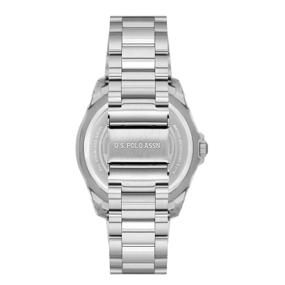 U.S. Polo Assn Men's Analog Watch – Green Dial & Silver Stainless Steel Bracelet