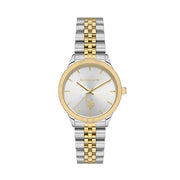 U.S. Polo Assn Women's Analog Watch – Silver Dial & Two-Tone Stainless Steel Bracelet