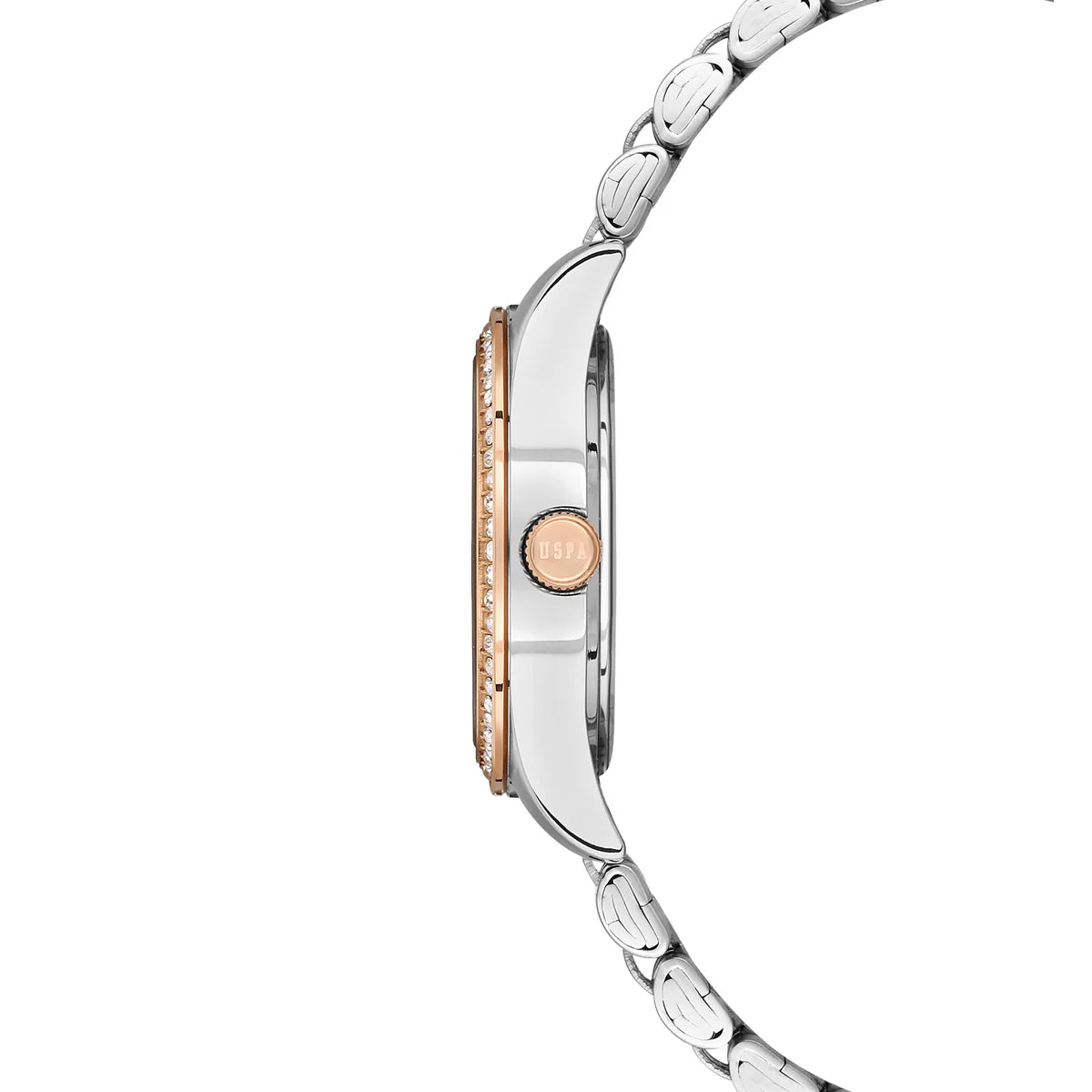 U.S. Polo Assn Women's Analog Watch – Silver Dial with Roman Numerals & Two-Tone Stainless Steel Bracelet