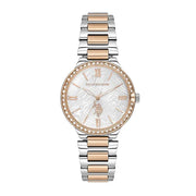U.S. Polo Assn Women's Analog Watch – Silver Dial with Roman Numerals & Two-Tone Stainless Steel Bracelet