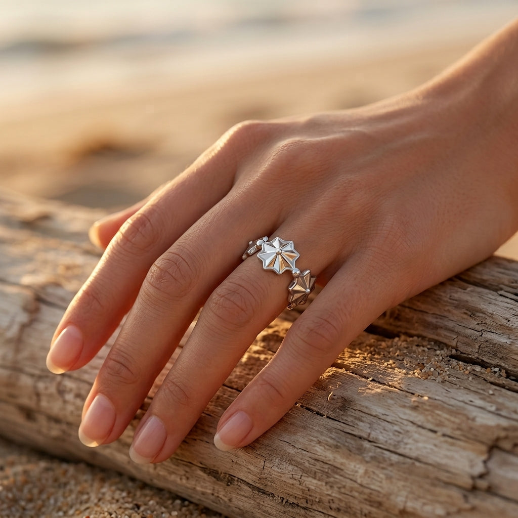 925 Silver Geometric Star Ring – Modern Design