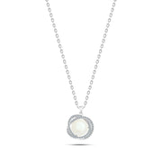 925 Sterling Silver Pearl Necklace Crowned with Shiny Zircon