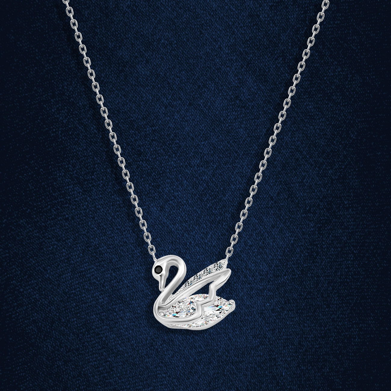 925 Sterling Silver Swan Necklace Adorned with Zircon