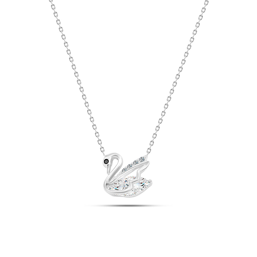 925 Sterling Silver Swan Necklace Adorned with Zircon