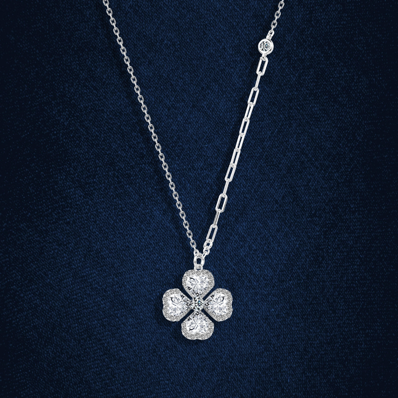 Narcissus Flower Necklace, 925 Sterling Silver, Zircon Embellished