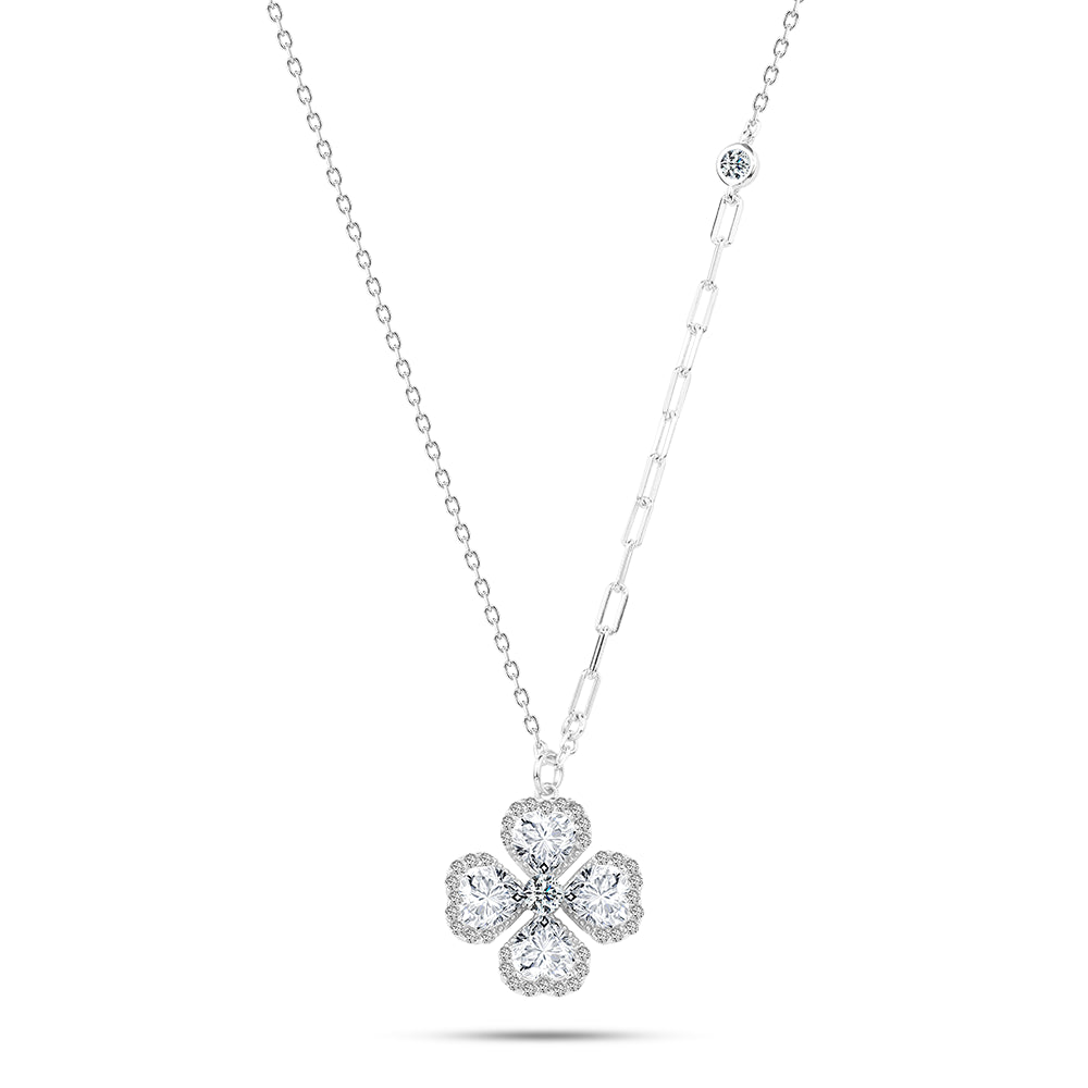 Narcissus Flower Necklace, 925 Sterling Silver, Zircon Embellished