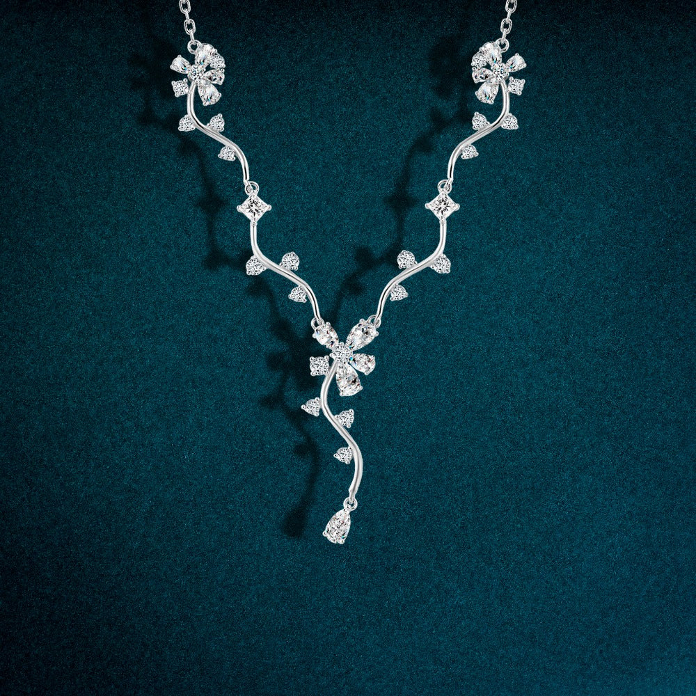 925 Sterling Silver Necklace With Tree Foliage Design