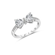 925 Sterling Silver Bow Ring with Sparkling Zircon Stones

