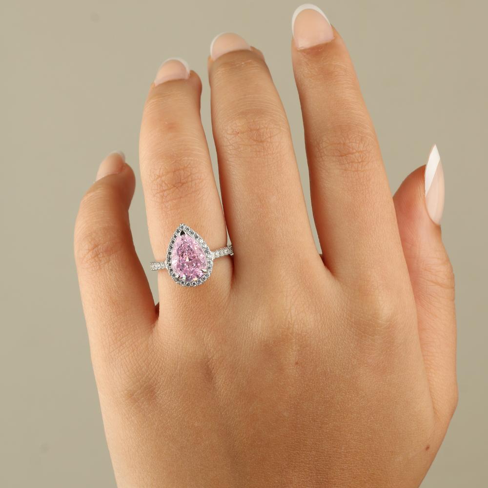 Zircon Pear 925 Silver Ring