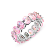 925 Silver Ring Adorned with Shiny Pink Stones