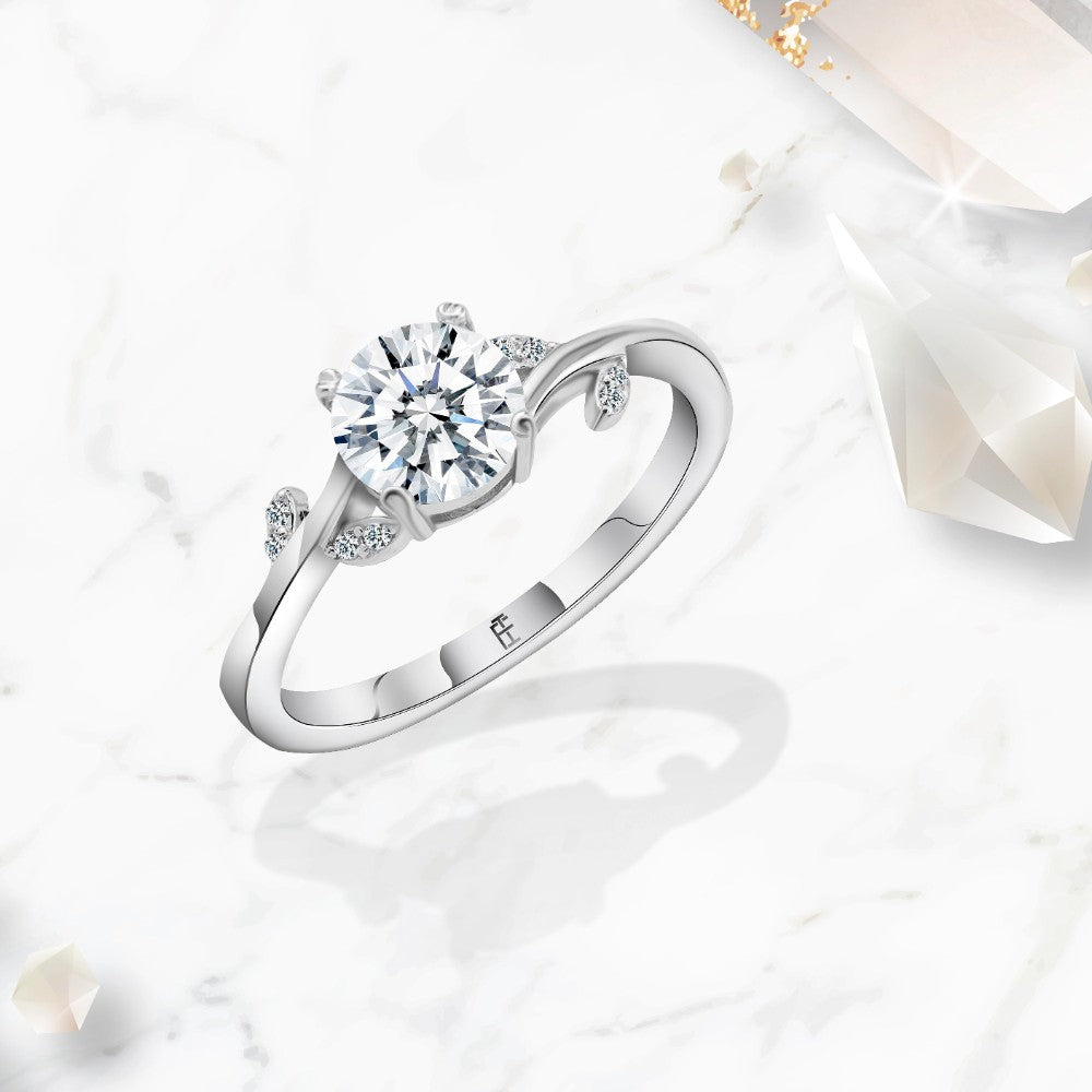 A Tree Branch Moissanite 925 Silver Ring
