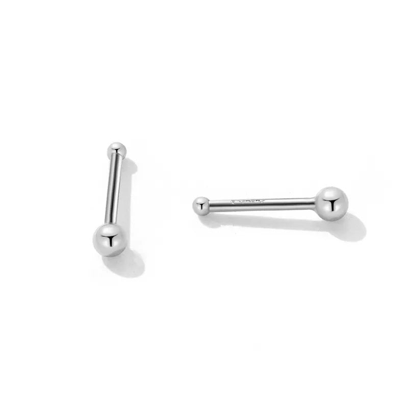 حلق فضة عيار 925 علي شكل مسمار الكرة - VSE187-A