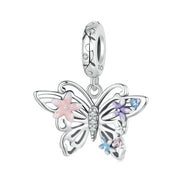 Flower Butterfly Charm - 925 sterling silver