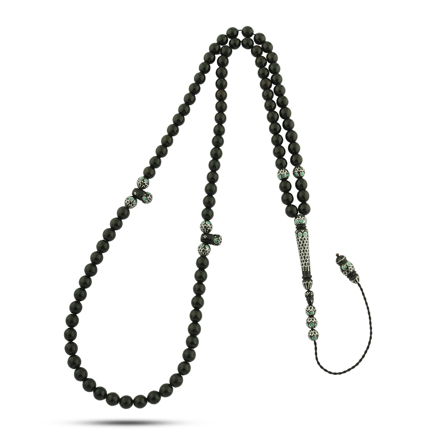 سبحة كوك لوكس مطعمة بفضة 999 وأحجار فيروز  33 حبة- WROS006