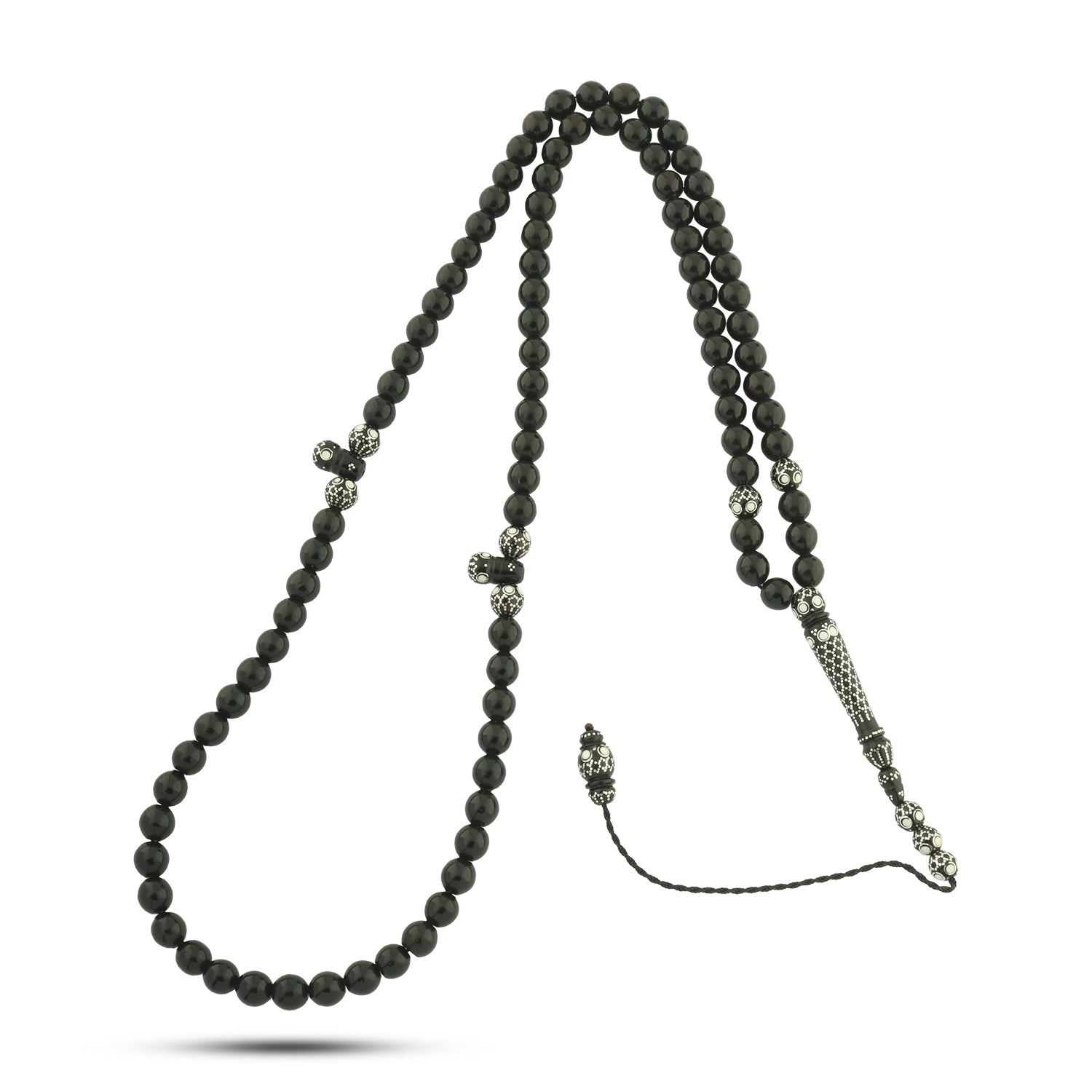 سبحة كوك لوكس مطعمة بفضة 999 ولمسات عاج طبيعي 33 حبة - WROS007