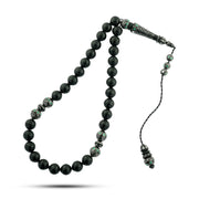Luxury Kouk Lux Misbaha with 999 Silver and Natural Malachite – 33 Beads