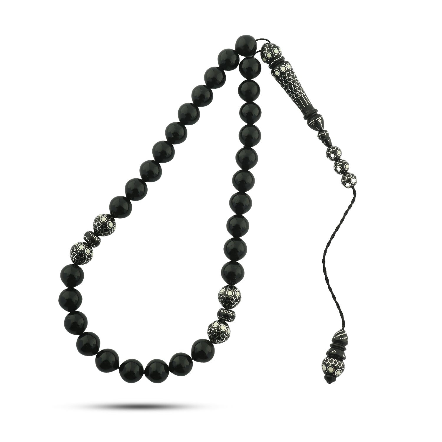 سبحة كوك لوكس فاخرة مع فضة عيار 999 وتطعيم عاج 33 حبة