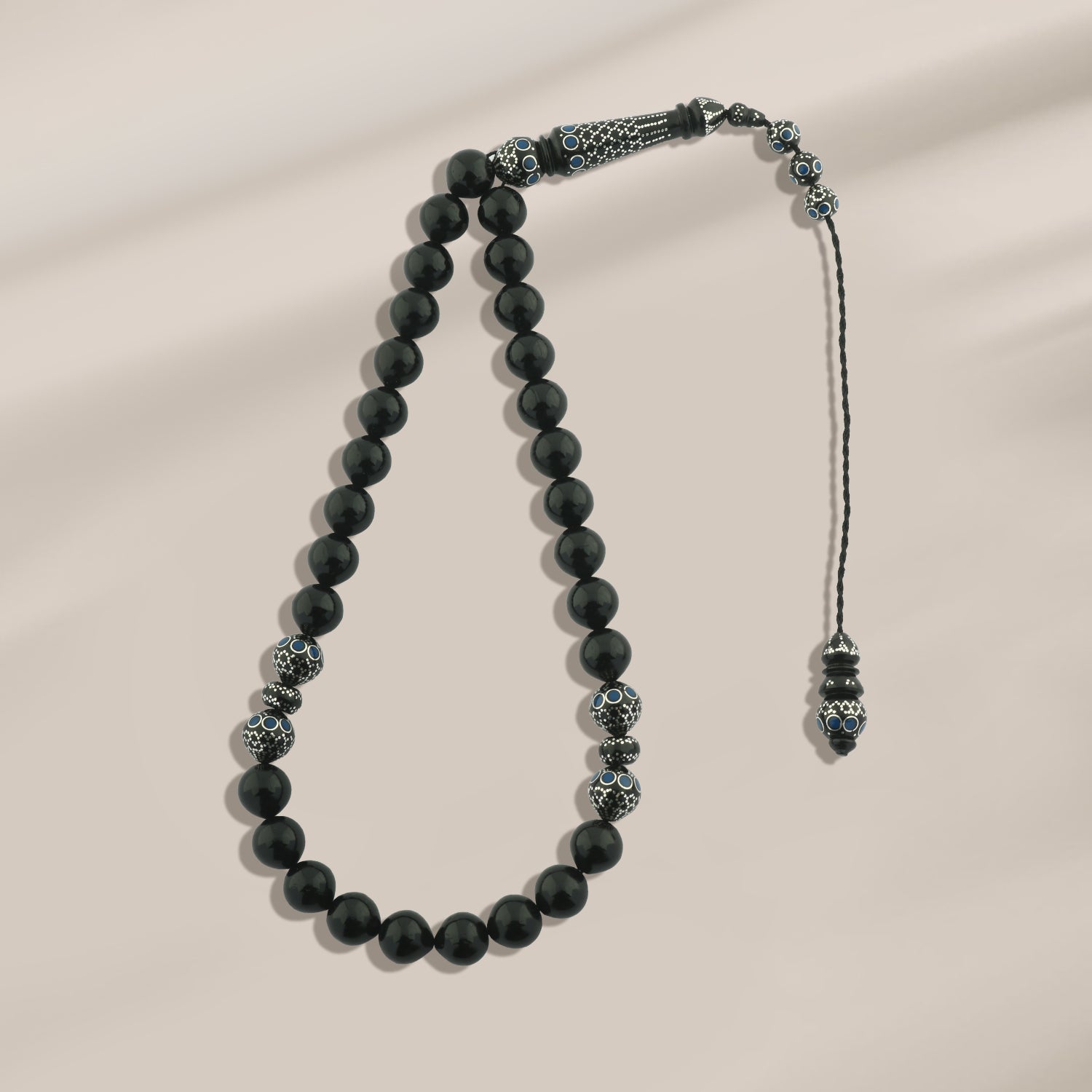 سبحة كوك لوكس فاخرة مع فضة عيار 999 وحجر لابيس لازورد 33 حبة