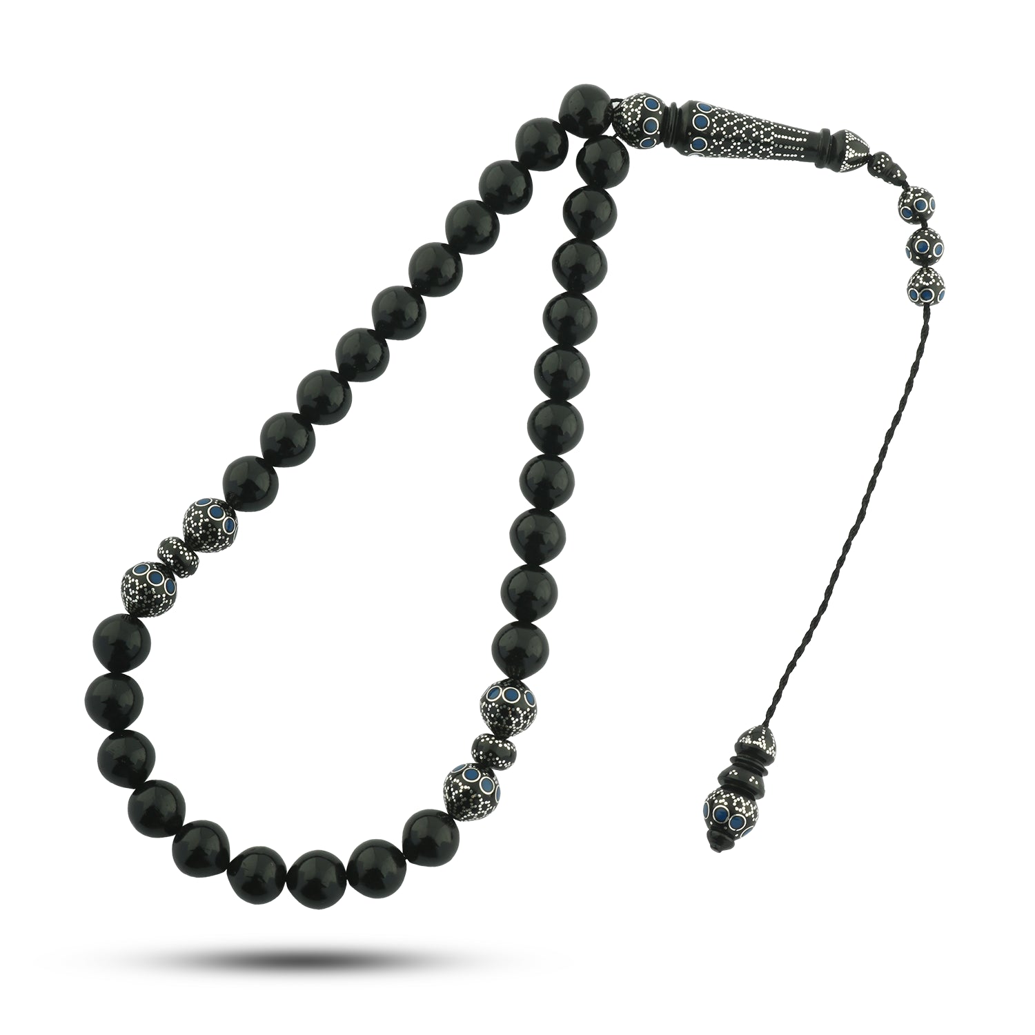 سبحة كوك لوكس فاخرة مع فضة عيار 999 وحجر لابيس لازورد 33 حبة