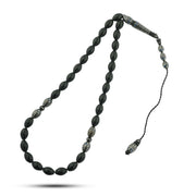 Kouk Lux Misbaha 8mm with 999 Silver Set Inlaid with Malachite – 33 Beads WROS02-B