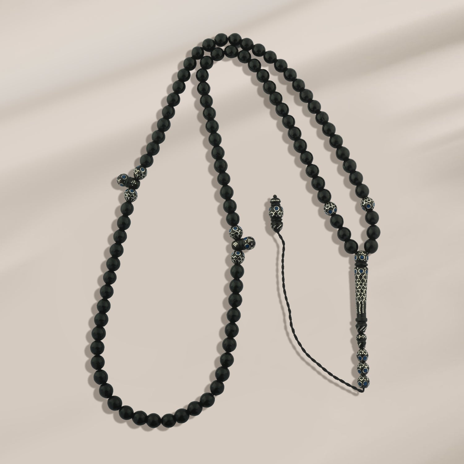 سبحة كوك لوكس فاخرة 99 حبة مع فضة عيار 999 ولازورد طبيعي